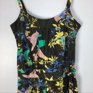Lux Silk Bird Print Dress, Tie Waist, NEW W Tag